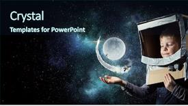  Presentation with space - Theme featuring i will explore space mixed background and a navy blue colored foreground