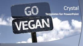  Presentation with vegan - Amazing presentation theme having iam - go vegan sign with clouds backdrop and a ocean colored foreground