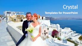  Presentation with bride and groom at wedding - PPT theme featuring ias - beautiful young couple bride background and a teal colored foreground