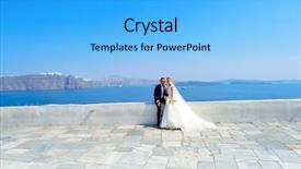  Presentation with bride - Audience pleasing PPT theme consisting of ias - beautiful young couple bride backdrop and a light blue colored foreground