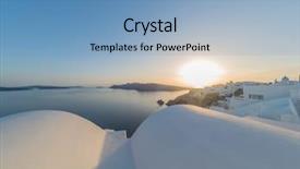  Presentation with christian sunset religious - PPT theme having ias - oia village at sunset santorini background and a light blue colored foreground