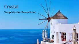  Presentation with old windmill - Beautiful theme featuring ias - old white windmill near sea backdrop and a  colored foreground