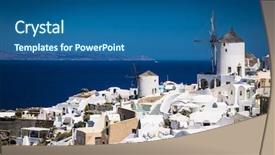  Presentation with old windmill - Colorful slide deck enhanced with ias - old windmill in oia village backdrop and a  colored foreground