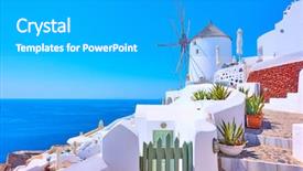  Presentation with old windmill - Theme featuring ias - panoramic view of oia background and a teal colored foreground
