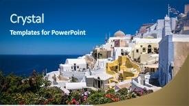  Presentation with view of village in cordillera - Audience pleasing PPT layouts consisting of ias - panoramic view on oia village backdrop and a ocean colored foreground