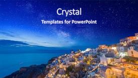  Presentation with church blue - Beautiful slide deck featuring ias - picturesque view old town backdrop and a navy blue colored foreground