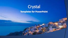  Presentation with greece blue - Slide set consisting of ias - picturesque view old town background and a  colored foreground