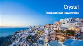  Presentation with church blue - Slides consisting of ias - picturesque view old town background and a  colored foreground