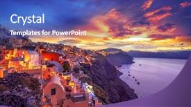  Presentation with greece blue - Audience pleasing slide set consisting of ias - picturesque view old town backdrop and a cobalt blue colored foreground