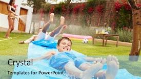  Presentation with fun - PPT layouts consisting of ibiza - family having fun on water background and a arctic colored foreground