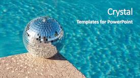  Presentation with disco ball - Cool new presentation theme with ibiza - shiny silver party disco ball backdrop and a teal colored foreground