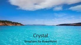  Presentation with turquoise beach - Presentation design with ibiza cala bassa beach with turquoise mediterranean sea at balearic islands background and a teal colored foreground