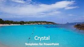  Presentation with turquoise beach - Cool new slide set with ibiza cala bassa beach with turquoise mediterranean sea at balearic islands backdrop and a teal colored foreground