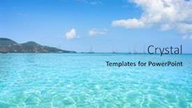  Presentation with beach - Slide set with ibiza-cala-tarida-beach background and a light blue colored foreground