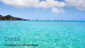  Presentation with beach - Beautiful PPT layouts featuring ibiza-cala-tarida-beach backdrop and a seafoam green colored foreground