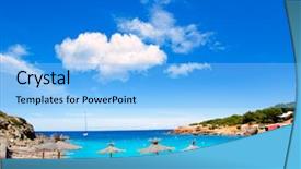  Presentation with canal - Cool new slide deck with ibiza canal d en marti backdrop and a light blue colored foreground