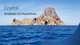  Presentation with mediterranean - Beautiful slide set featuring ibiza es vedra island in mediterranean blue balearic sea backdrop and a light blue colored foreground