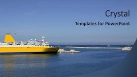  Presentation with holiday destination - Presentation consisting of ibiza harbor from balearic islands in spain holiday destination background and a teal colored foreground