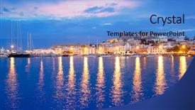  Presentation with night - Audience pleasing presentation design consisting of ibiza island night view backdrop and a teal colored foreground