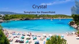  Presentation with turquoise and music watermark - Presentation theme enhanced with ibiza portinatx turquoise beach paradise background and a light blue colored foreground