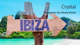  Presentation with teal beach wood - PPT layouts featuring ibiza wooden sign with beach background and a arctic colored foreground