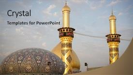  Presentation with iraq - Audience pleasing PPT layouts consisting of ibn ali in karbala iraq backdrop and a light gray colored foreground