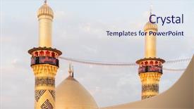  Presentation with iraq - Slide deck consisting of ibn ali in karbala iraq background and a sky blue colored foreground