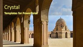  Presentation with cairo - Presentation design with ibn-tulun-mosque-in-cairo background and a wine colored foreground