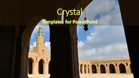  Presentation with mosque - Colorful PPT theme enhanced with ibn-tulun-mosque-in-cairo backdrop and a wine colored foreground