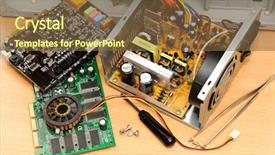  Presentation with computer-repair - Presentation enhanced with ic engine - repair of a computer background and a tawny brown colored foreground