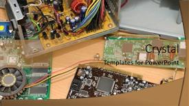  Presentation with computer repair - Cool new presentation design with ic engine - repair of a computer backdrop and a gold colored foreground