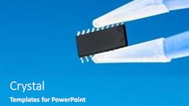  Presentation with artificial neural network - Presentation design consisting of ic-microchip-in-tweezers-silicon background and a teal colored foreground