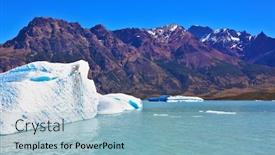  Presentation with lake ice - PPT theme featuring ice and sun patagonia argentina excursion on the tourist boat on lake viedma white and blue icebergs floating near the ship broadside background and a light blue colored foreground