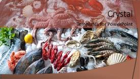  Presentation with seafood - Presentation theme with ice at the fish background and a red colored foreground