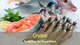  Presentation with seafood - Audience pleasing PPT layouts consisting of ice at the fish backdrop and a violet colored foreground