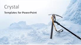  Presentation with trekking - Cool new presentation design with ice-axe-and-trekking-stick backdrop and a sky blue colored foreground