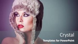  Presentation with winter ice - Beautiful PPT theme featuring ice beautiful woman with fur hat winter concept backdrop and a gray colored foreground