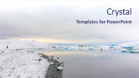  Presentation with iceland location famous place kirkjufellsfoss - Theme consisting of ice berg - icebergs in glacier lagoon iceland background and a sky blue colored foreground