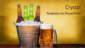  Presentation with ice - Colorful PPT layouts enhanced with ice bucket with three green backdrop and a gold colored foreground