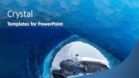  Presentation with canada - Presentation theme consisting of ice-cave-in-high-mountains background and a teal colored foreground