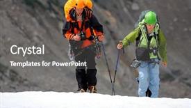  Presentation with trekking - Slide set having ice climber - glacier trekking background and a  colored foreground