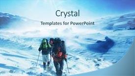  Presentation with winter - Slide deck having ice climber - hike in winter mountain background and a sky blue colored foreground