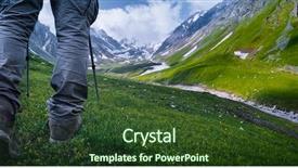  Presentation with hiking - Slide set featuring ice climber - hiking in snow mountains background and a tawny brown colored foreground