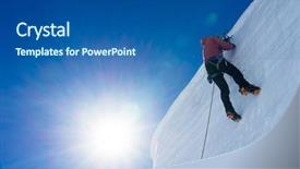  Presentation with glacier - Slides featuring ice climber - low angle view of man background and a ocean colored foreground