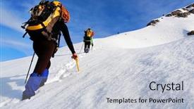  Presentation with mountain climb motivational - Cool new slides with ice climber - mountain winter trekking backdrop and a light gray colored foreground