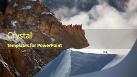  Presentation with mountain climbing - Beautiful PPT theme featuring ice climber - team of two alpinists climbing backdrop and a tawny brown colored foreground