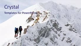  Presentation with mountain climbing - Slide deck with ice climber - team of two alpinists climbing background and a sky blue colored foreground
