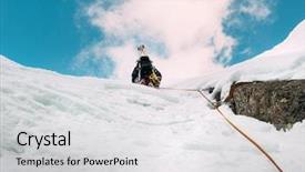 Presentation with rock climbing - Presentation having ice climbing mountaineer on a mixed route of snow and rock during the winter western alps italy europe background and a light gray colored foreground