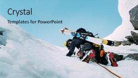  Presentation with winter ice - Audience pleasing presentation theme consisting of ice climbing mountaineer backdrop and a light blue colored foreground