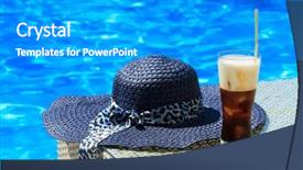  Presentation with cold coffee - Slide deck consisting of ice coffee fredo against blue background and a  colored foreground